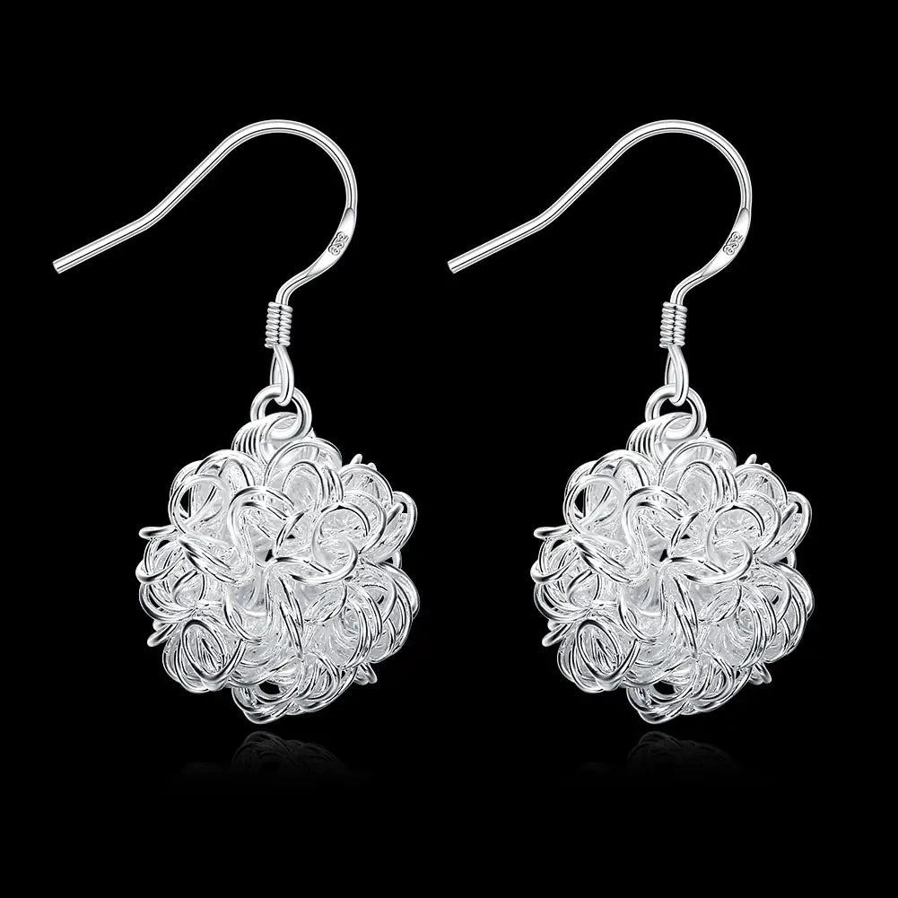 Fashion Couple Tennis Ball Earrings in Silver Plating
