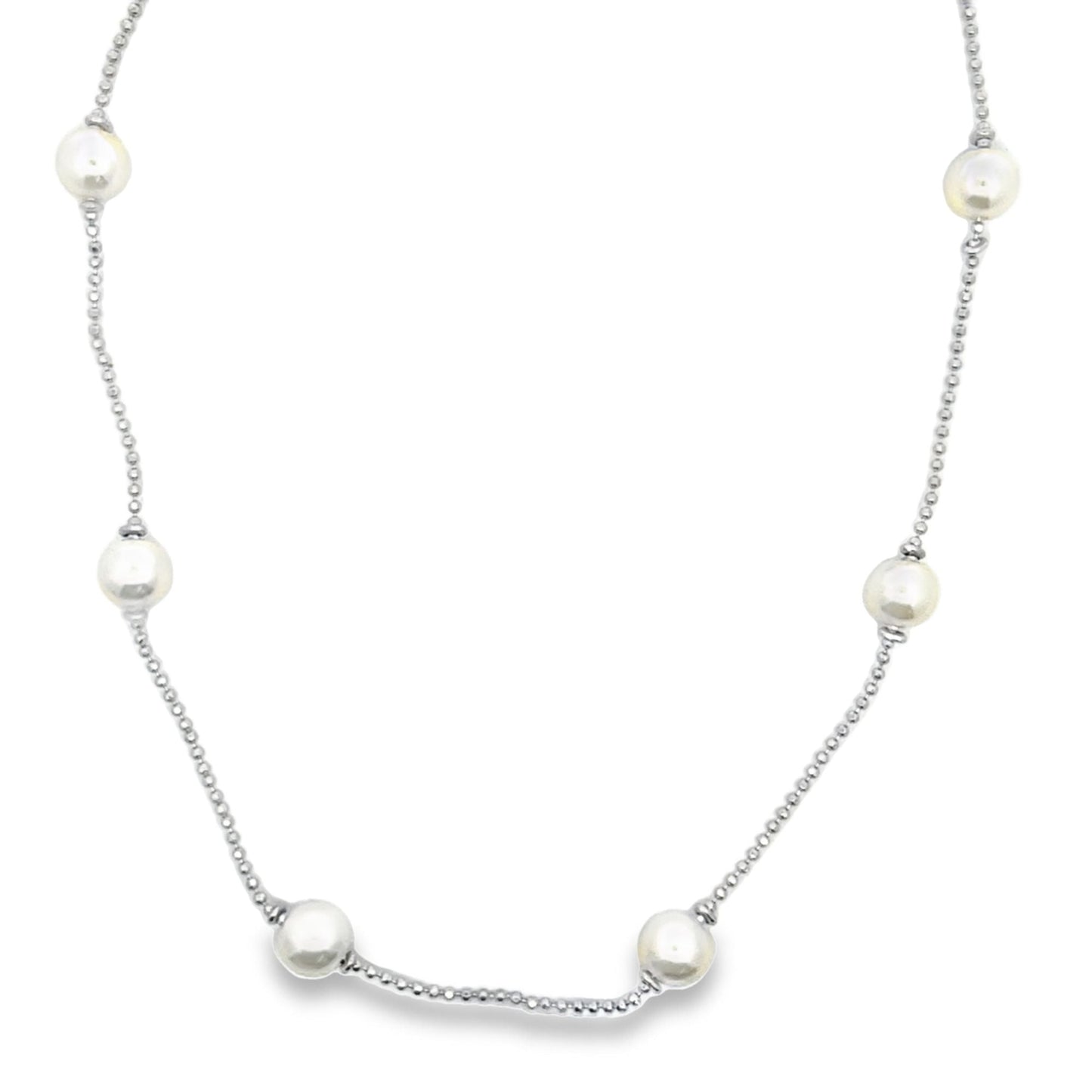 Ball Chain With 8mm Synthetic Pearls Necklace -1