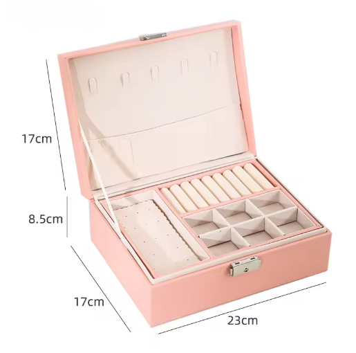 Double-layer Wooden Jewlery Box Ring Box Jewelry Boxes and Packaging with PU Leather Jewelry Storage Organizer and Makeup Case-7