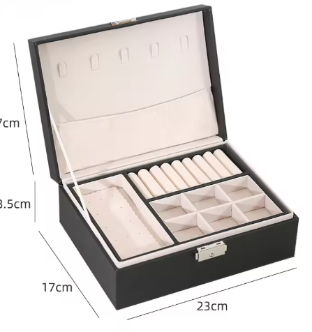 Double-layer Wooden Jewlery Box Ring Box Jewelry Boxes and Packaging with PU Leather Jewelry Storage Organizer and Makeup Case-6
