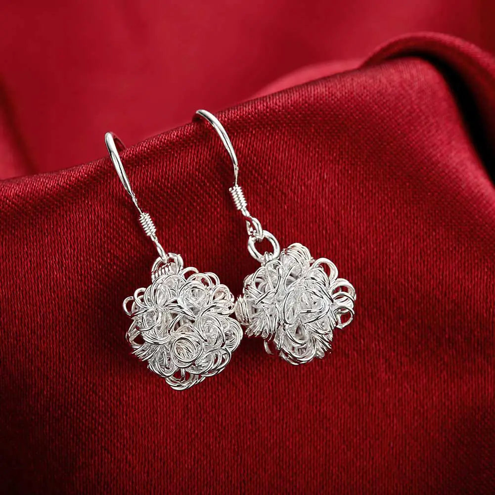 Fashion Couple Tennis Ball Earrings in Silver Plating