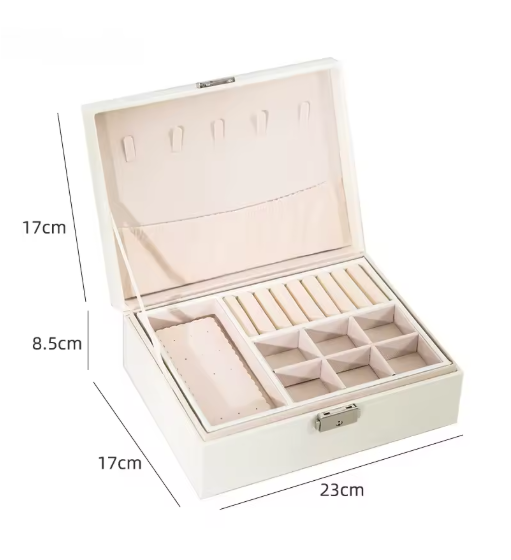 Double-layer Wooden Jewlery Box Ring Box Jewelry Boxes and Packaging with PU Leather Jewelry Storage Organizer and Makeup Case-5