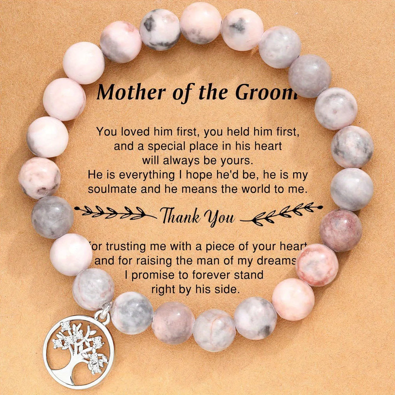 Natural Stone Bracelets for Nana Grandma Mothers'Day Birthday Valentine's Day Gifts for Mom Warm Messag