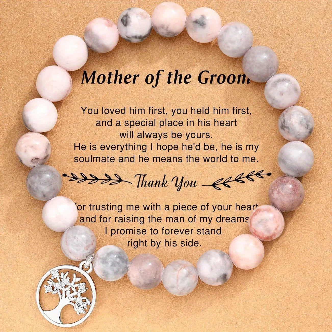 Natural Stone Bracelets for Nana Grandma Mothers'Day Birthday Valentine's Day Gifts for Mom Warm Messag