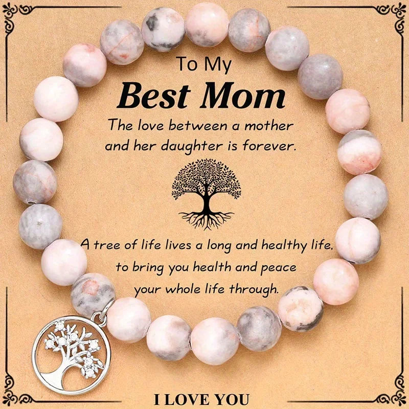 Natural Stone Bracelets for Nana Grandma Mothers'Day Birthday Valentine's Day Gifts for Mom Warm Messag