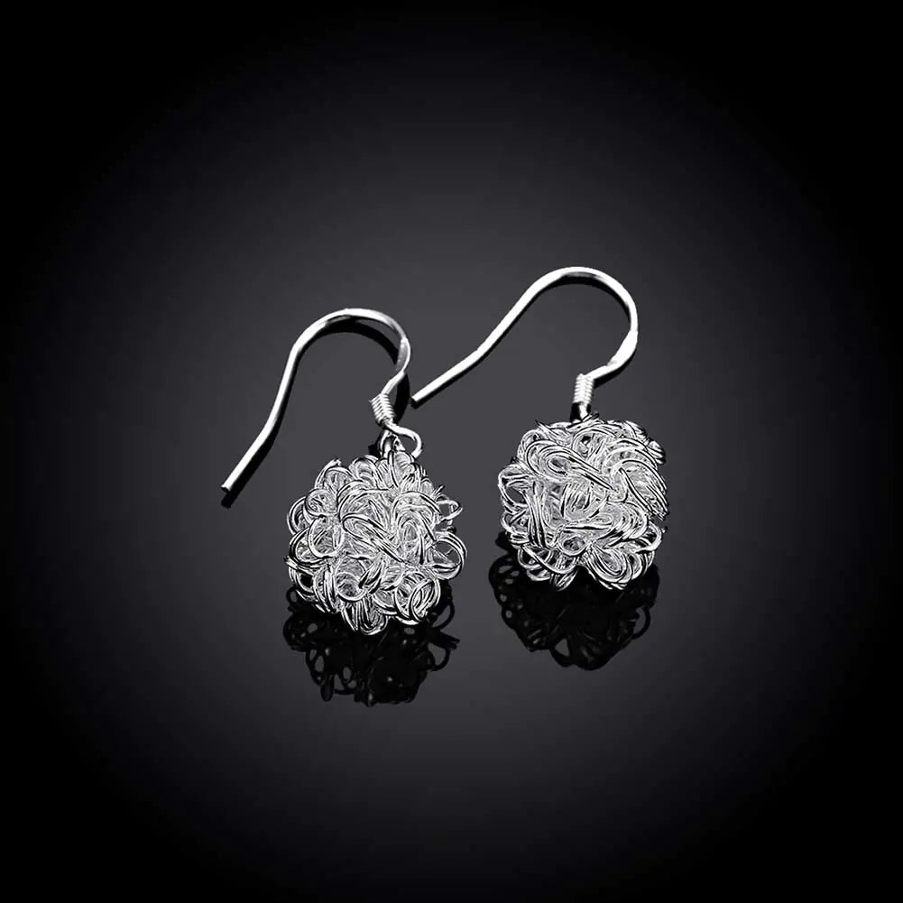 Fashion Couple Tennis Ball Earrings in Silver Plating