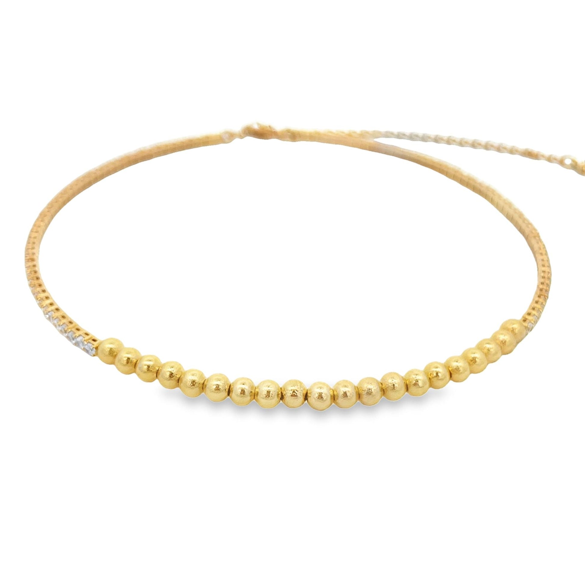 Beaded Neck Choker With Round CZ Stones -1