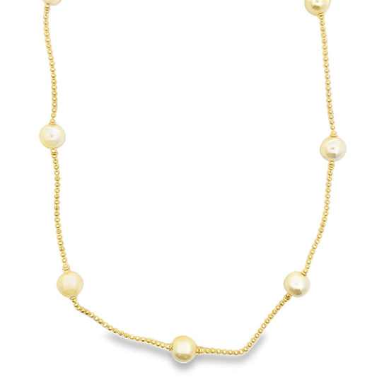 Ball Chain With 8mm Synthetic Pearls Necklace -0