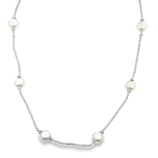 Ball Chain With 8mm Synthetic Pearls Necklace -1