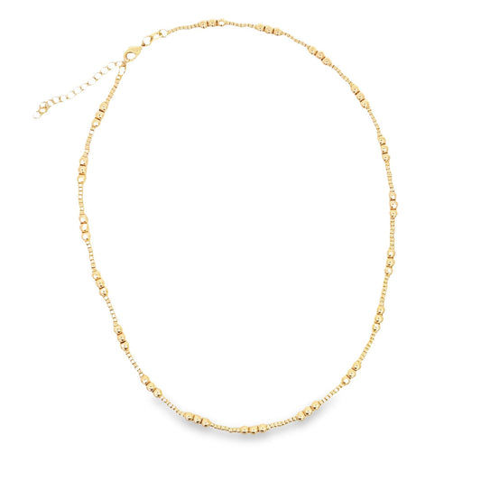 18K Gold Filled 4mm Beaded Chain Necklace -1