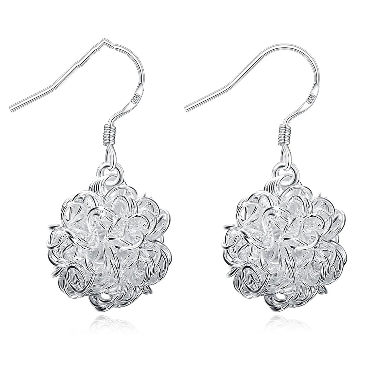 Fashion Couple Tennis Ball Earrings in Silver Plating