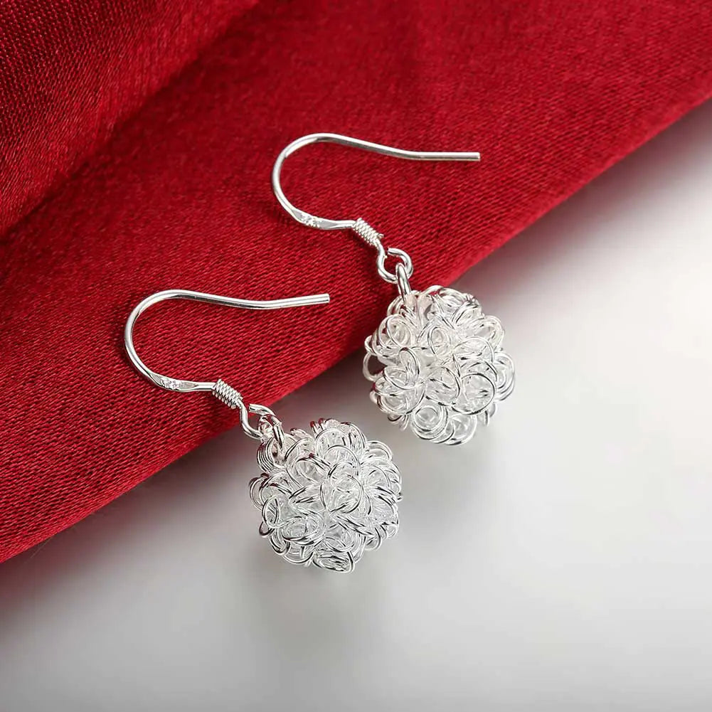 Fashion Couple Tennis Ball Earrings in Silver Plating