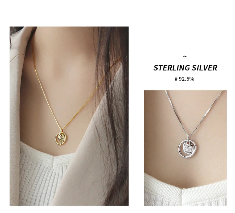Korean S925 Sterling Silver Necklace with Pendant